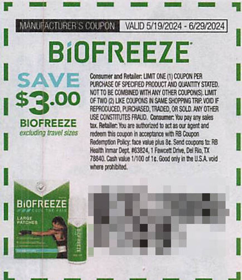 BIOFREEZE (EXCLUDING TRAVEL SIZES), ANY $3.00/1 EXP - 06/29/24*