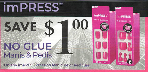 IMPRESS NO GLUE MANI & PEDIS, ANY $1.00/1 EXP - 10/01/24