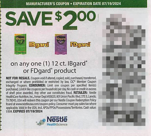 IBGARD OR FDGARD PRODUCT 12CT, ANY $2.00/1 EXP - 07/19/24