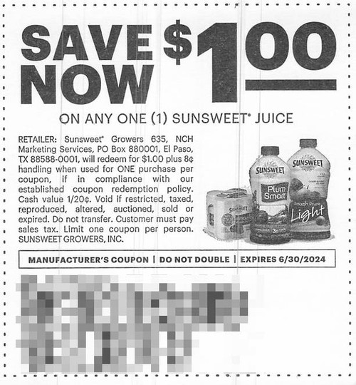 SUNSWEET JUICE (DND), ANY $1.00/1 EXP - 06/30/24