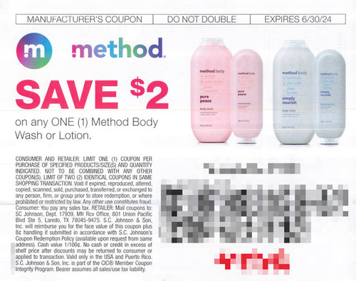 METHOD BODY WASH OR LOTION (DND), ANY $2.00/1 EXP - 06/30/24