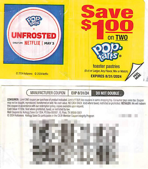 POP-TARTS TOASTER PASTRIES 8CT OR LARGER (DND), ANY TWO $1.00/2 EXP - 08/31/24