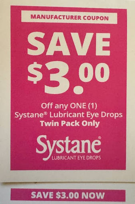 SYSTANE LUBRICANT EYE DROPS 10ML OR LARGER, ANY $3.00/1 EXP - 12/31/24