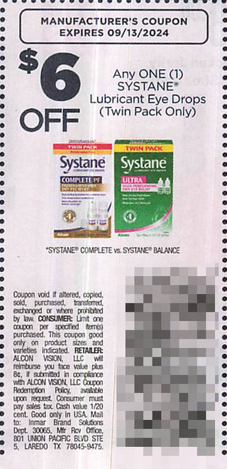 SYSTANE LUBRICANT EYE DROPS TWIN PACK ONLY, ANY $6.00/1 EXP - 09/13/24