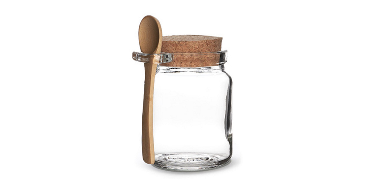 8.5 oz Glass Jar With Cork And Spoon - Glassnow