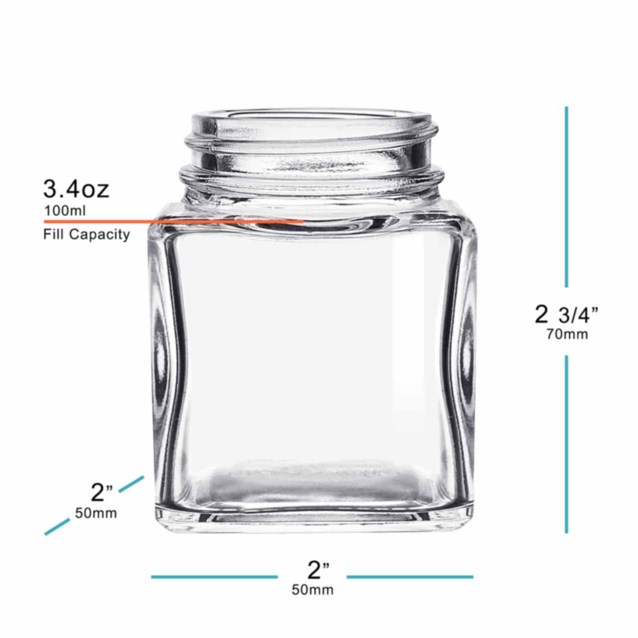 3 oz Square Glass Jar 43/400 Thread | Glassnow