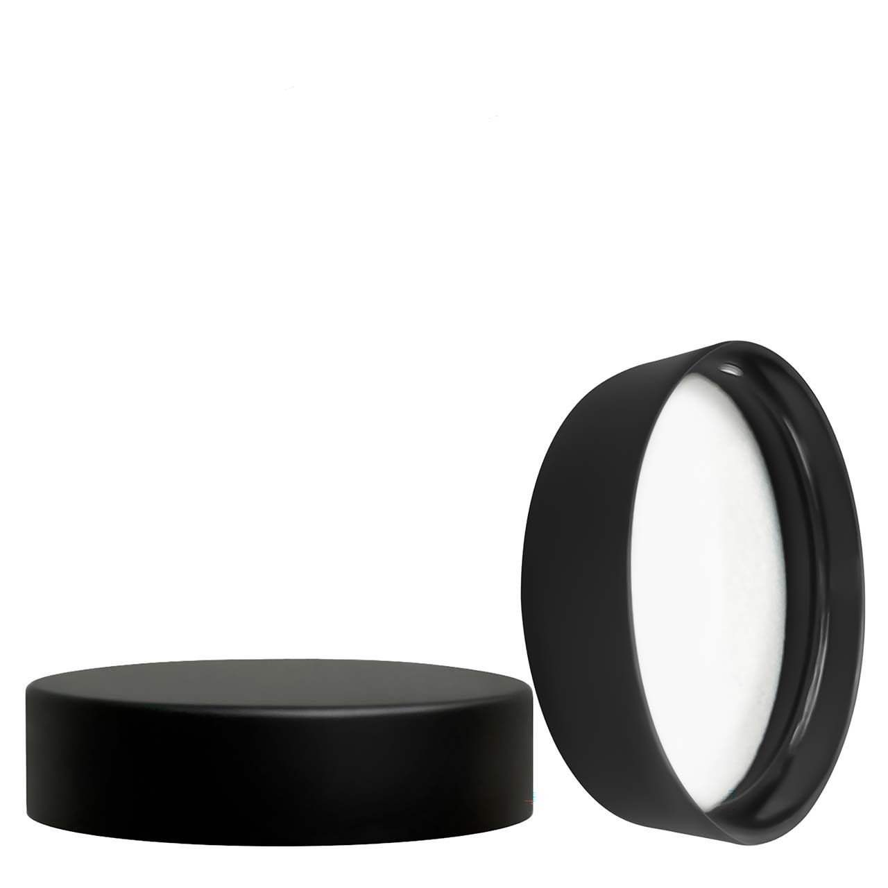 43-400 Black PP Plastic Smooth Flat Screw Top Cap with PE Liner| Glassnow