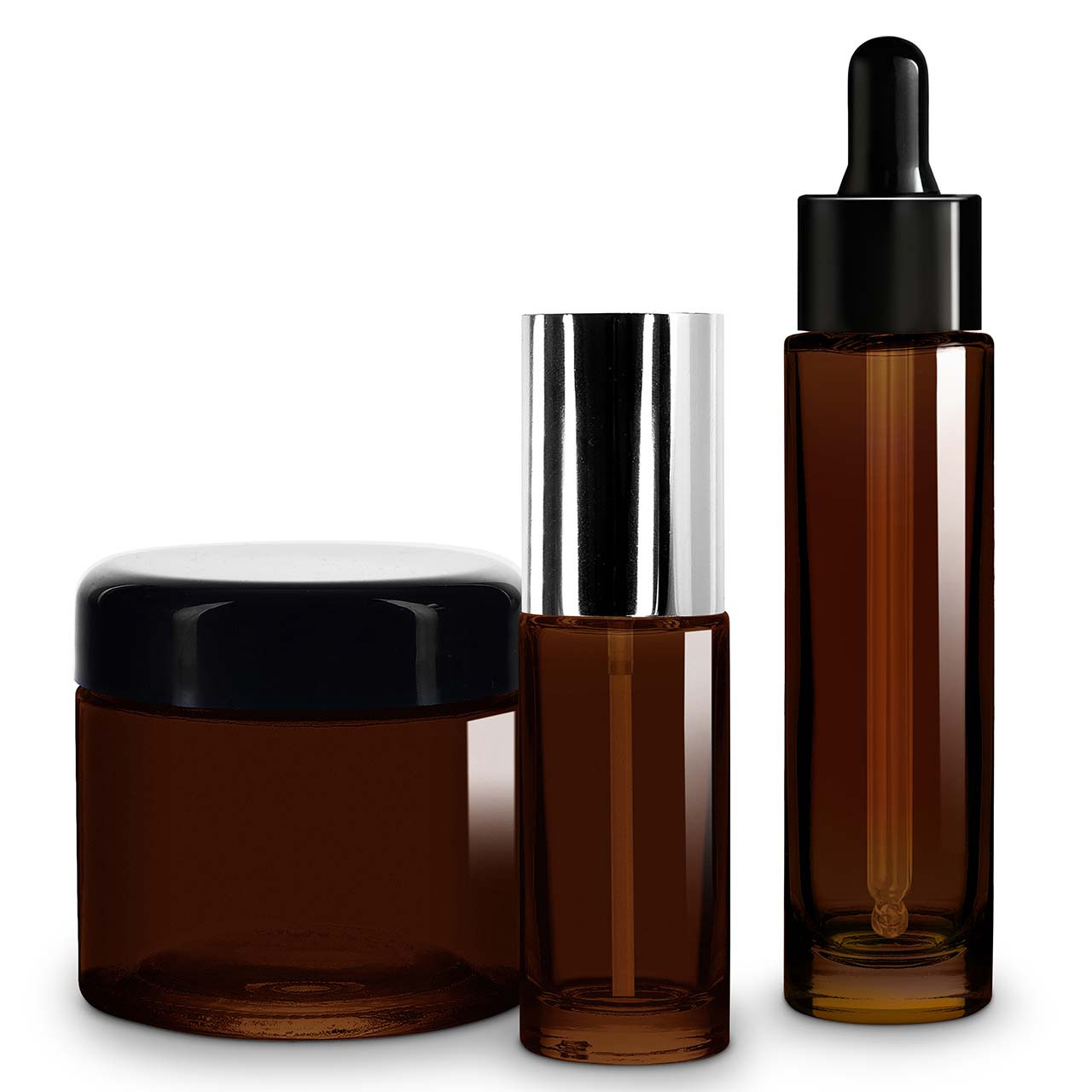 1.7 oz Cylindra Dark Amber Glass Bottle with Dropper | Glassnow