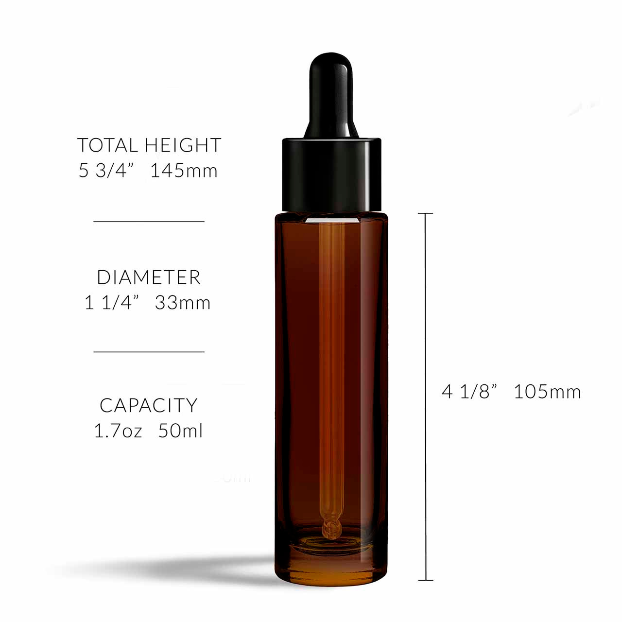 1.7 oz Cylindra Dark Amber Glass Bottle with Dropper | Glassnow