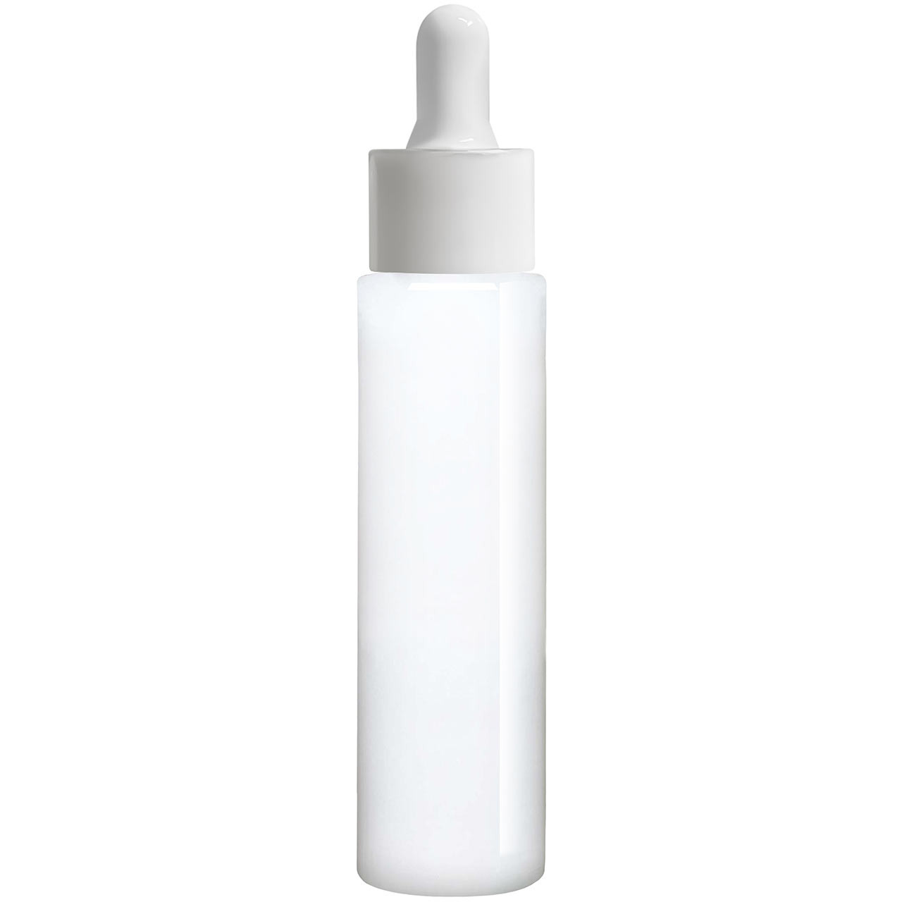 1.7 oz Cylindra Glossy White Glass Bottle with Dropper - Glossy