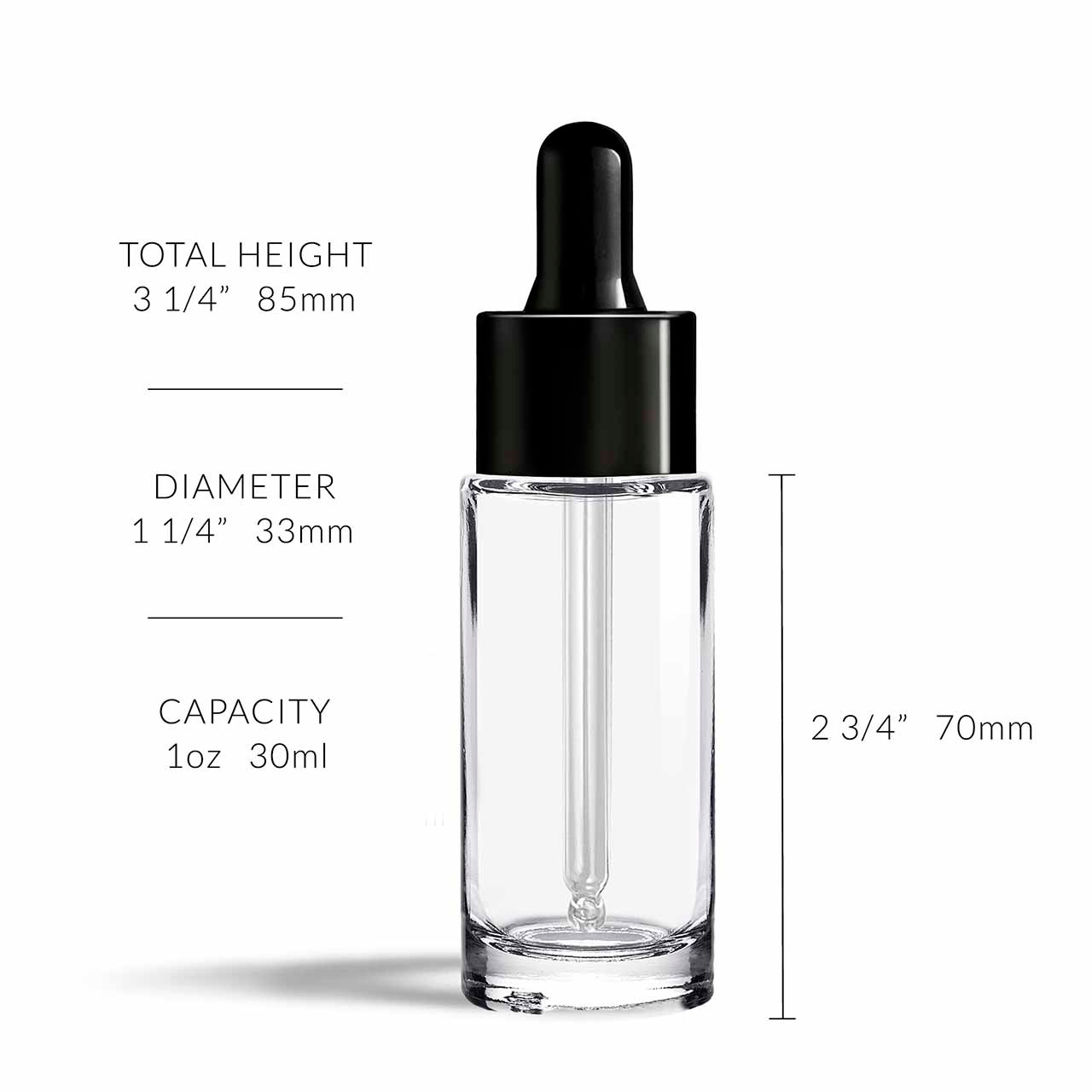 1 oz Cylindra Clear Glass Bottle with Dropper | Glassnow
