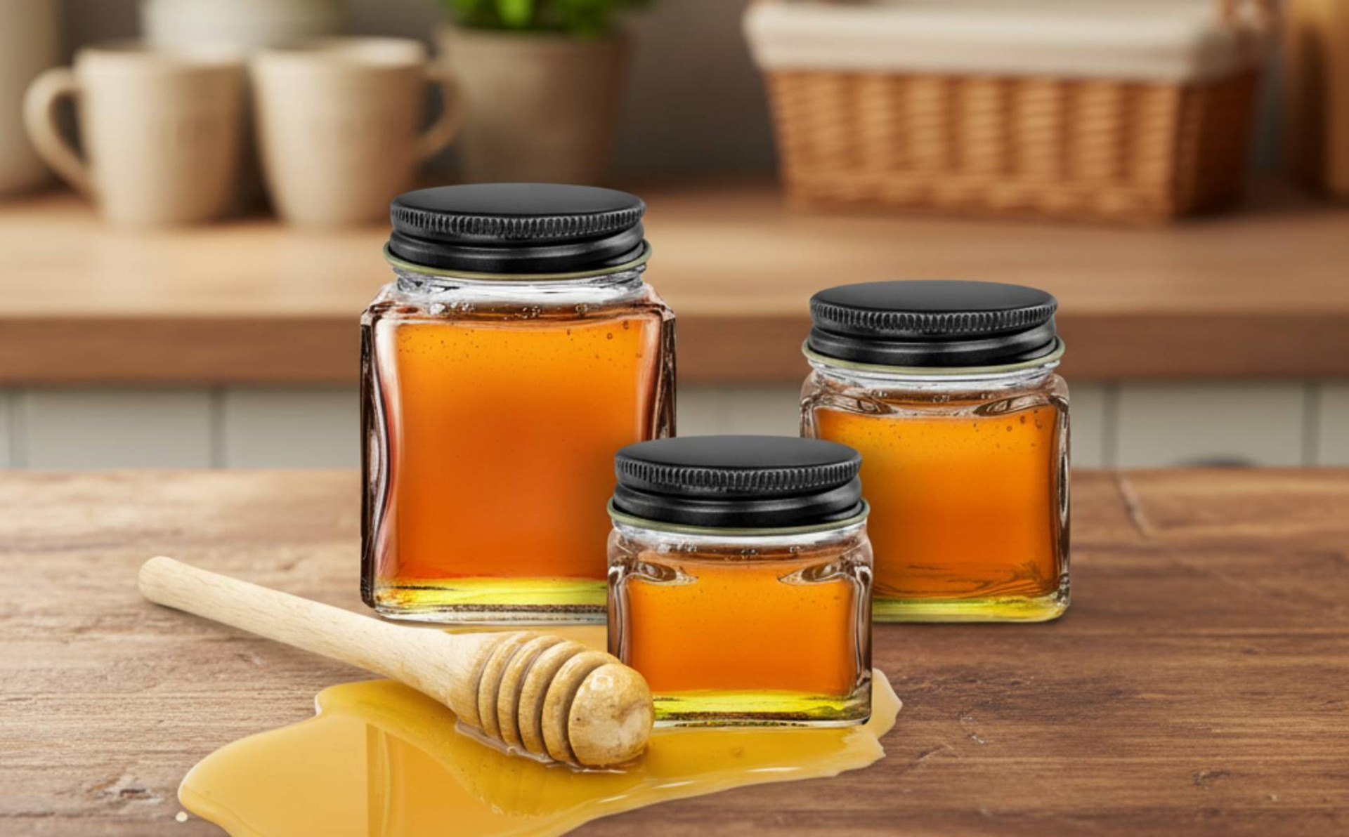 Square Small Honey Jars