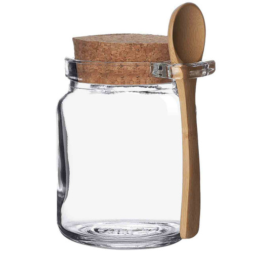 8.5 oz Glass Jar with Cork and Spoon - Sample 8.5 oz Glass Jar with Cork and Spoon - Sample