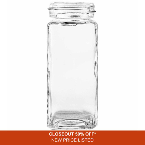 3.4 oz Rectangle Spice Glass Jar 43mm Thread