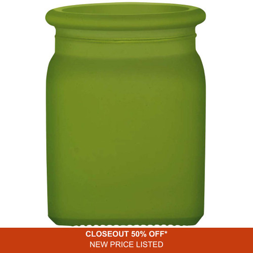 8.5 oz Square Glass Jar Antique Frosted Lime
