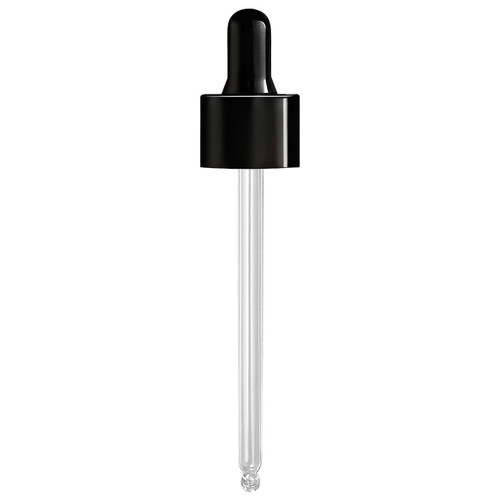 Dropper with Black Collar & Black Bulb 24/410, 112mm Glass Pipette - Sample