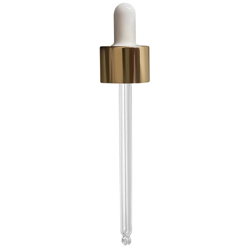 Dropper with Gold Aluminum Collar & White Bulb 24/410, 112mm Glass Pipette - Sample