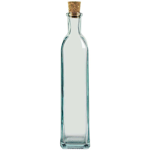 12.7 oz Rectangle Recycled Glass Bottle With Cork