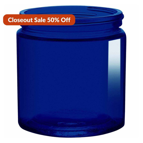 13 oz Calypso Wide Mouth Glass Jar Cobalt Blue 89/400 Thread Painted