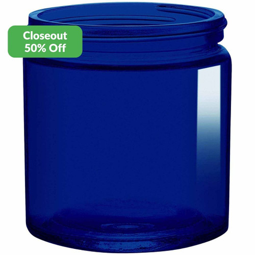 13 oz Calypso Wide Mouth Glass Jar Cobalt Blue 89/400 Thread Painted Closeout
