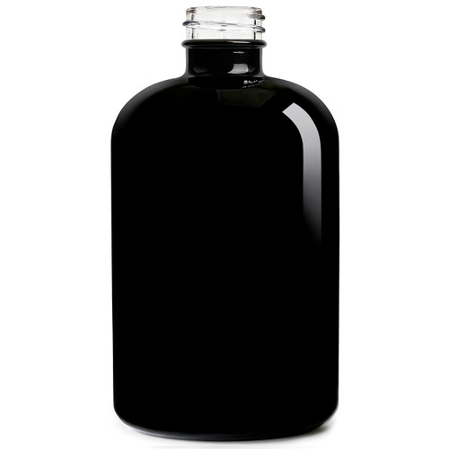 15 oz Apothecary Glass Bottle Glossy Black 28/410 Thread