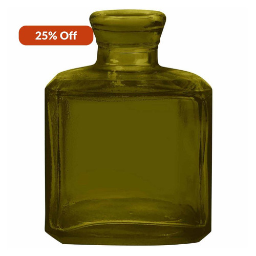 6 oz Cubic Recycled Glass Bottle Vintage Green