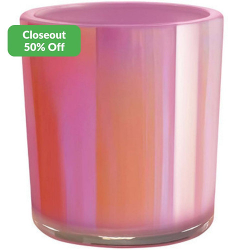 8.5 oz Heavy Glass Container Glossy Pink Iridescent Closeout