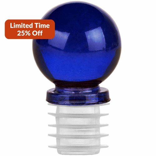 1 1/4" Ball Glass Top Stopper for 18.5mm Opening Bottles Cobalt Blue Promo