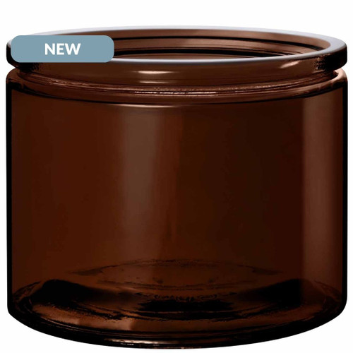 15 oz Calypso Extra Wide Mouth Glass Jar Dark Amber NEW