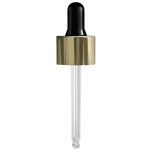 Dropper with Gold Aluminum Collar & Black Bulb 24/410, 78mm Glass Pipette - Sample