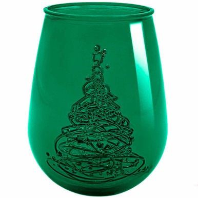 20 oz Christmas Tree Glass Container Forest Green