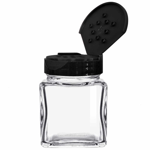 3.4 oz Square Glass Spice Jar with 10 Holes Dispensing Cap