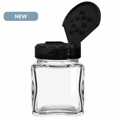 3.4 oz Square Glass Spice Jar with 10 Holes Dispensing Cap