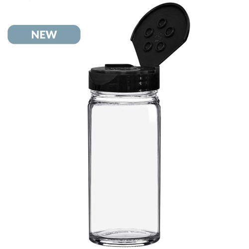 3.4 oz Round Glass Spice Jar with 5 Holes Dispensing Cap NEW