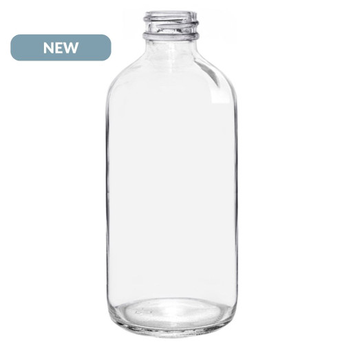 8 oz Boston Round Clear 28/400 Thread NEW