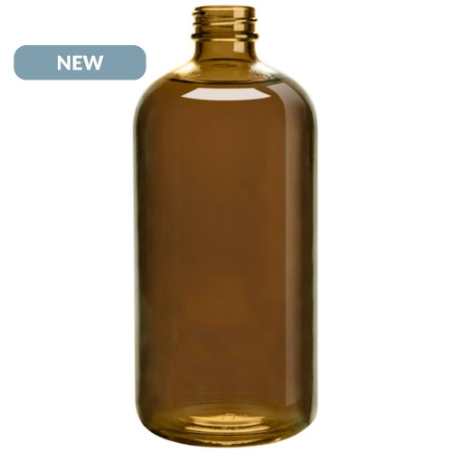 16 oz Boston Round Amber Glass 28/400 Thread NEW