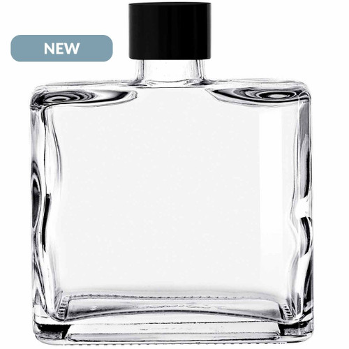 8.5 oz Matic Glass Bottle Clear with 28/410 Smooth Black PE Screw Cap NEW