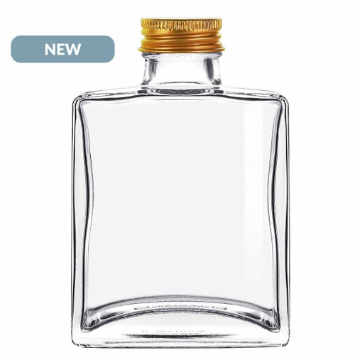 5 oz Rio Glass Bottle Clear with 28/400 Gold Aluminum Screw Cap NEW