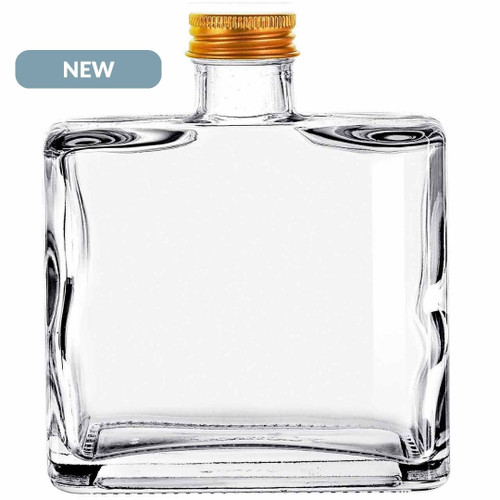 8.5 oz Matic Glass Bottle Clear with 28/400 Gold Aluminum Screw Cap NEW 