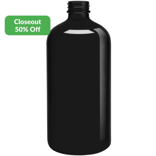16 oz Boston Round Glossy Black 28/400 Thread CLOSEOUT