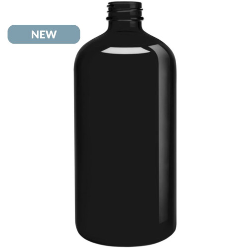 16 oz Boston Round Glossy Black 28/400 Thread NEW