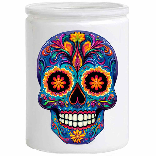 Kaleido Sugar Skull on White Jar – Cosmic Edition