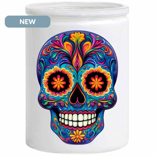 Kaleido Sugar Skull on White Jar – Cosmic Edition NEW