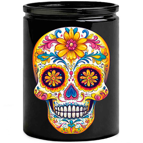 Kaleido Sugar Skull on Black Jar – Fiesta Edition
