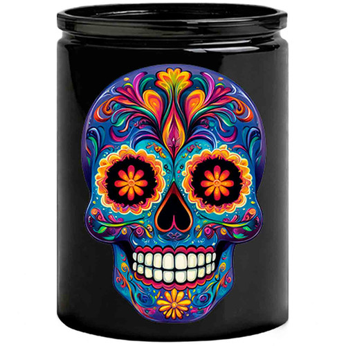 Kaleido Sugar Skull on Black Jar – Cosmic Edition