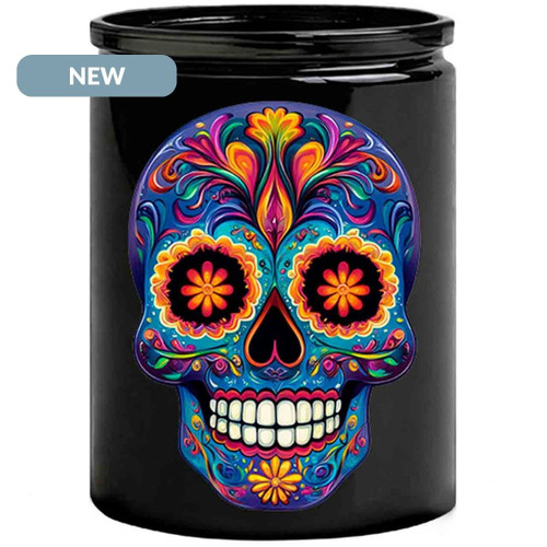 Kaleido Sugar Skull on Black Jar – Cosmic Edition NEW