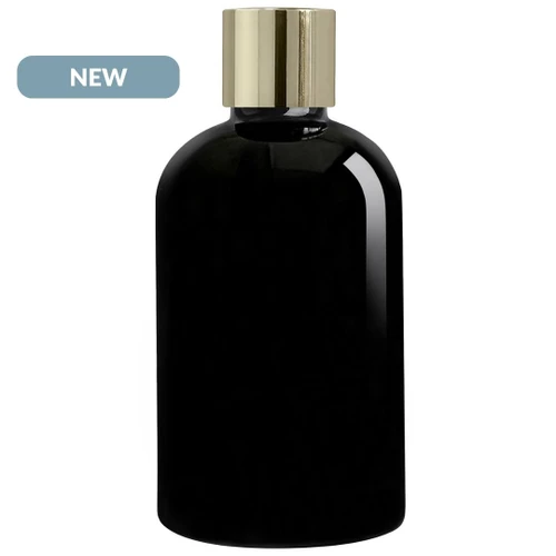 Apothecary Reed Diffuser Bottle Set, Gold Screw Cap, 8 oz, Glossy Black NEW