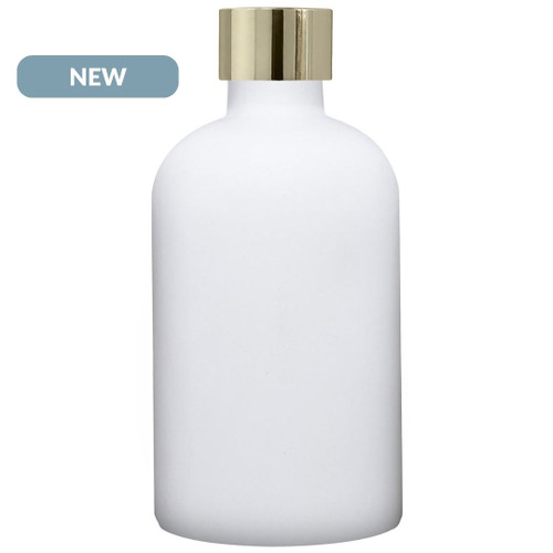 Apothecary Reed Diffuser Bottle Set, Gold Screw Cap, 8 oz, Matte White NEW