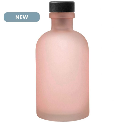 Apothecary Reed Diffuser Bottle Set, Black Cork, 8 oz, Frosted Pink NEW