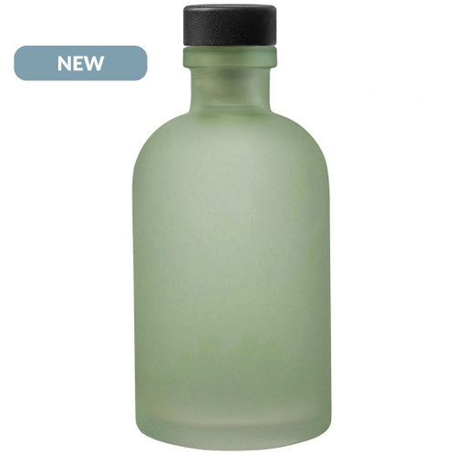 Apothecary Reed Diffuser Bottle Set, Black Cork, 8 oz, Frosted Basil Green NEW